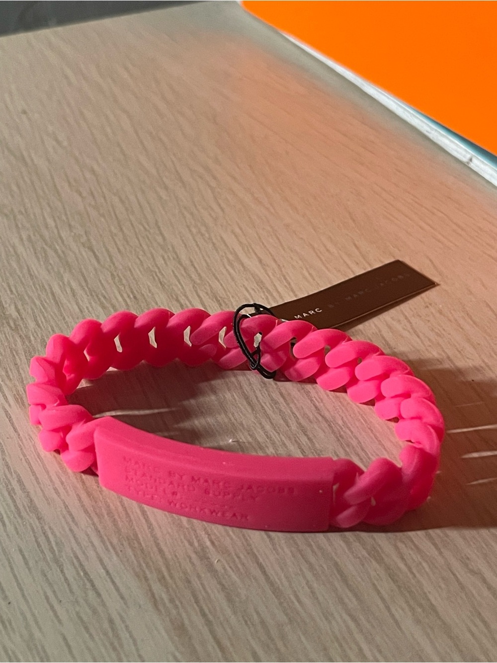 Marc Jacobs Neon Pink Silicone Chain Bracelet